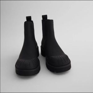 Zara Low Heel Treaded Sole Ankle Rubber Boots